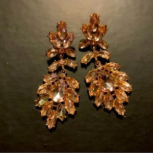 Iridescent formal pink gold statement earrings